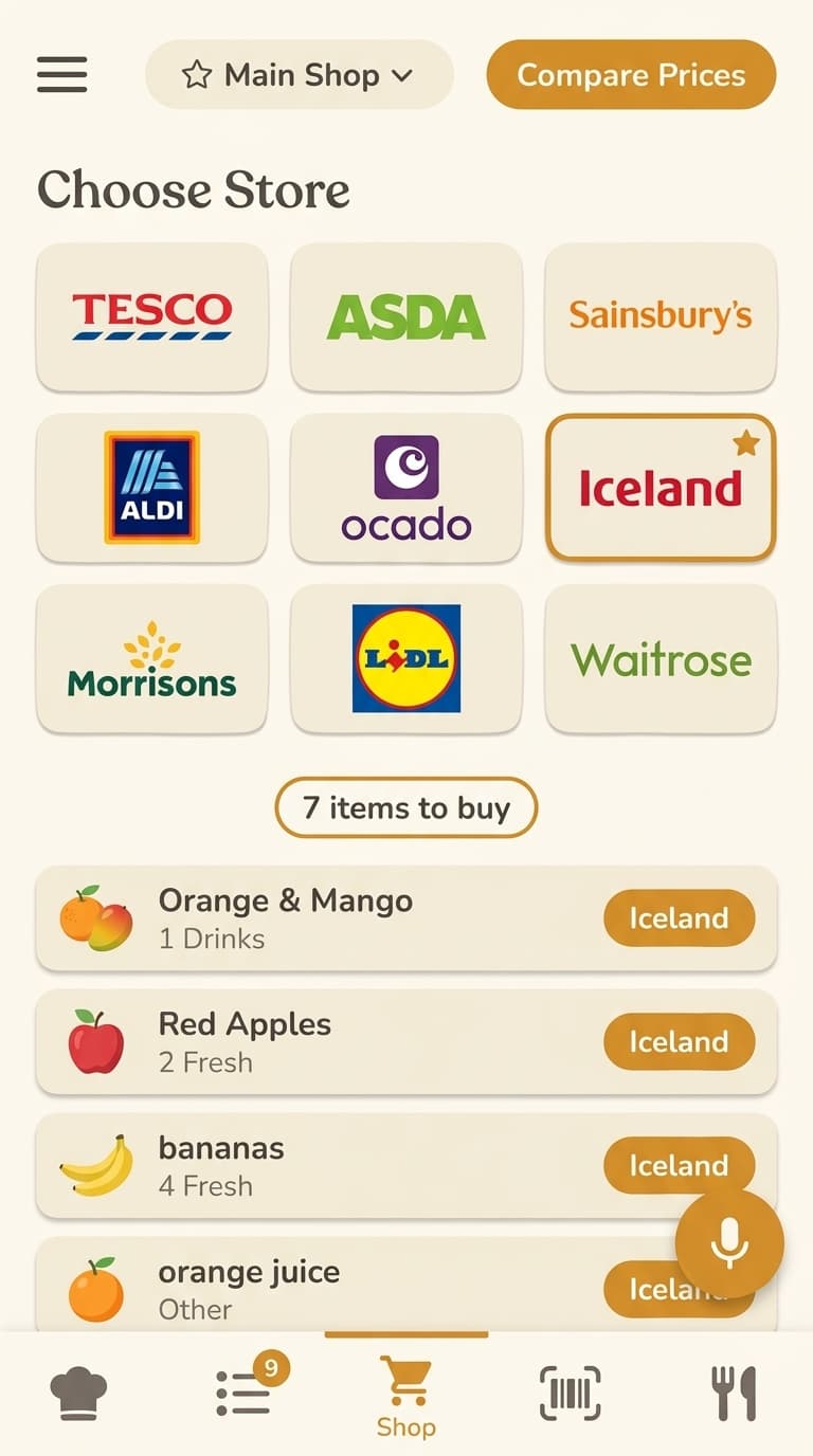 Plenishd store picker — choose where to shop